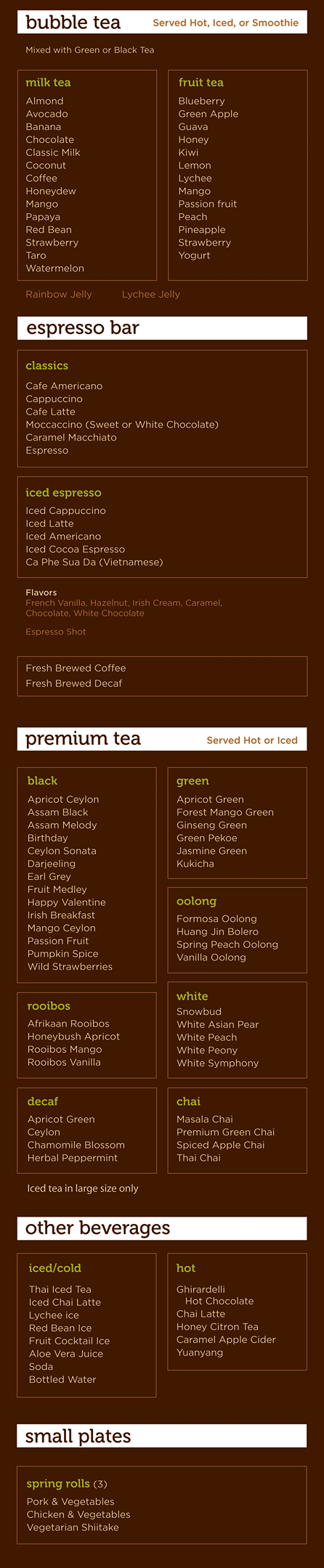 Tea Leaf Cafe Menu